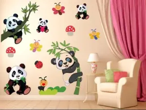 Best Stuff Beautiful Panda Set Wall Sticker for Kids Room- Code BB 02