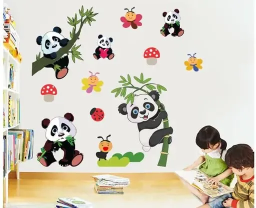 Best Stuff Beautiful Panda Set Wall Sticker for Kids Room- Code BB 33