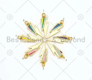 BestBeads&Beyond - Colorful Enamel Lightning Shape Pendant, 18K Gold Filled Enamel Charm,Necklace Bracelet Charm Pendant,8x24mm,Sku#F1432