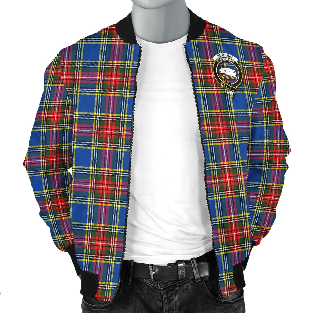 Bethune Tartan Bomber Jacket with Family Crest