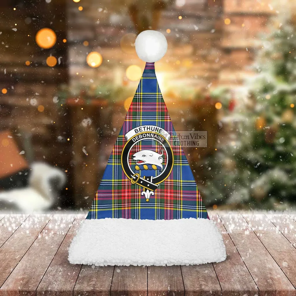 Bethune Tartan Christmas Santa Hats with Family Crest