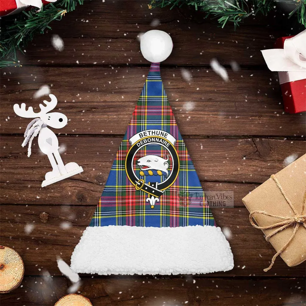 Bethune Tartan Christmas Santa Hats with Family Crest