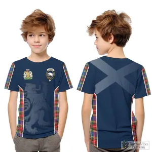 Bethune Tartan Kid T-Shirt with Family Crest and Lion Rampant Vibes Sport Style