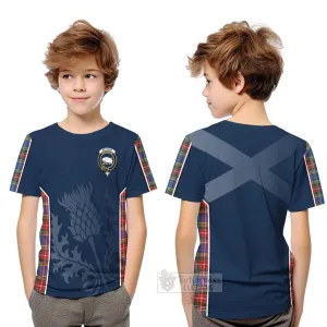 Bethune Tartan Kid T-Shirt with Family Crest and Scottish Thistle Vibes Sport Style