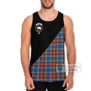 Bethune Tartan Men's Tank Top with Family Crest and Military Logo Style