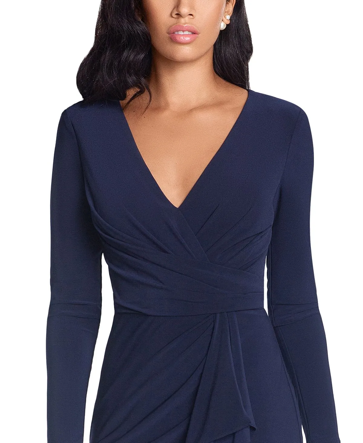 Betsy & Adam Ruffle Side Split Dress, Blue