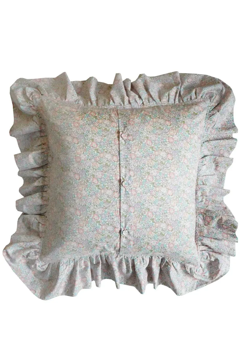 BETSY SAGE & FLORAL EVE Liberty Embroidered Ruffle Cushion