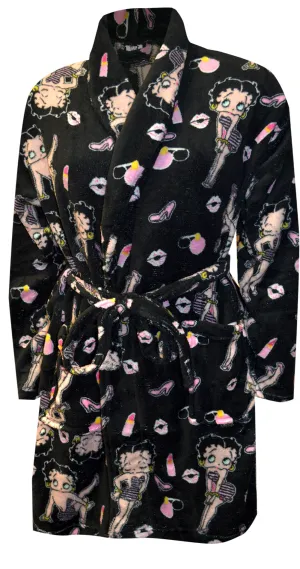 Betty Boop Black Super Soft Plush Robe