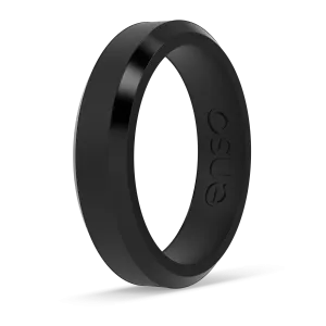 Bevel Thin Silicone Ring - Obsidian