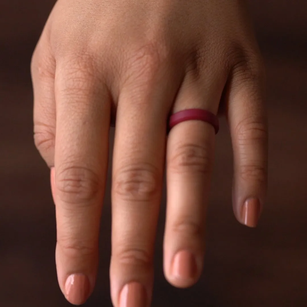 Bevel Thin Silicone Ring - Oxblood