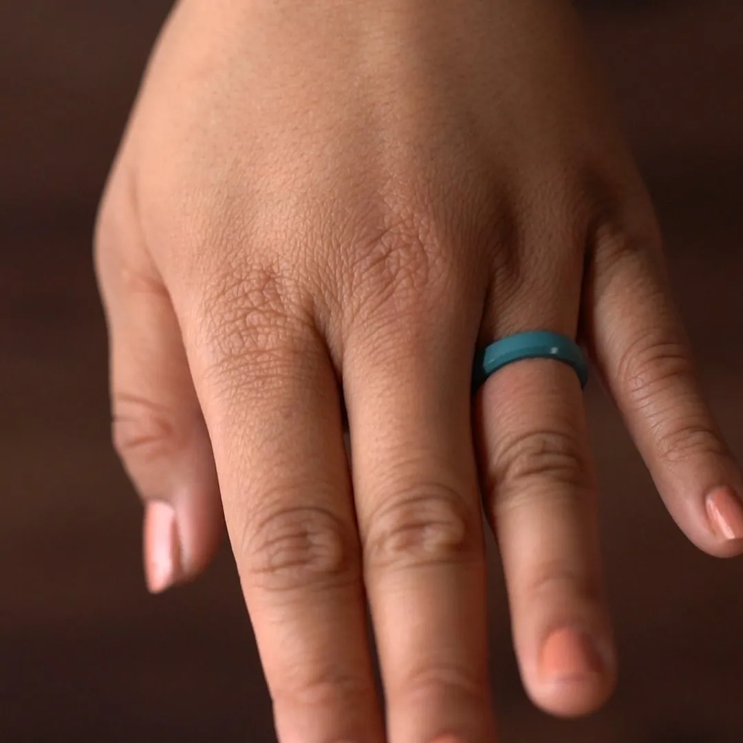 Bevel Thin Silicone Ring - Teal