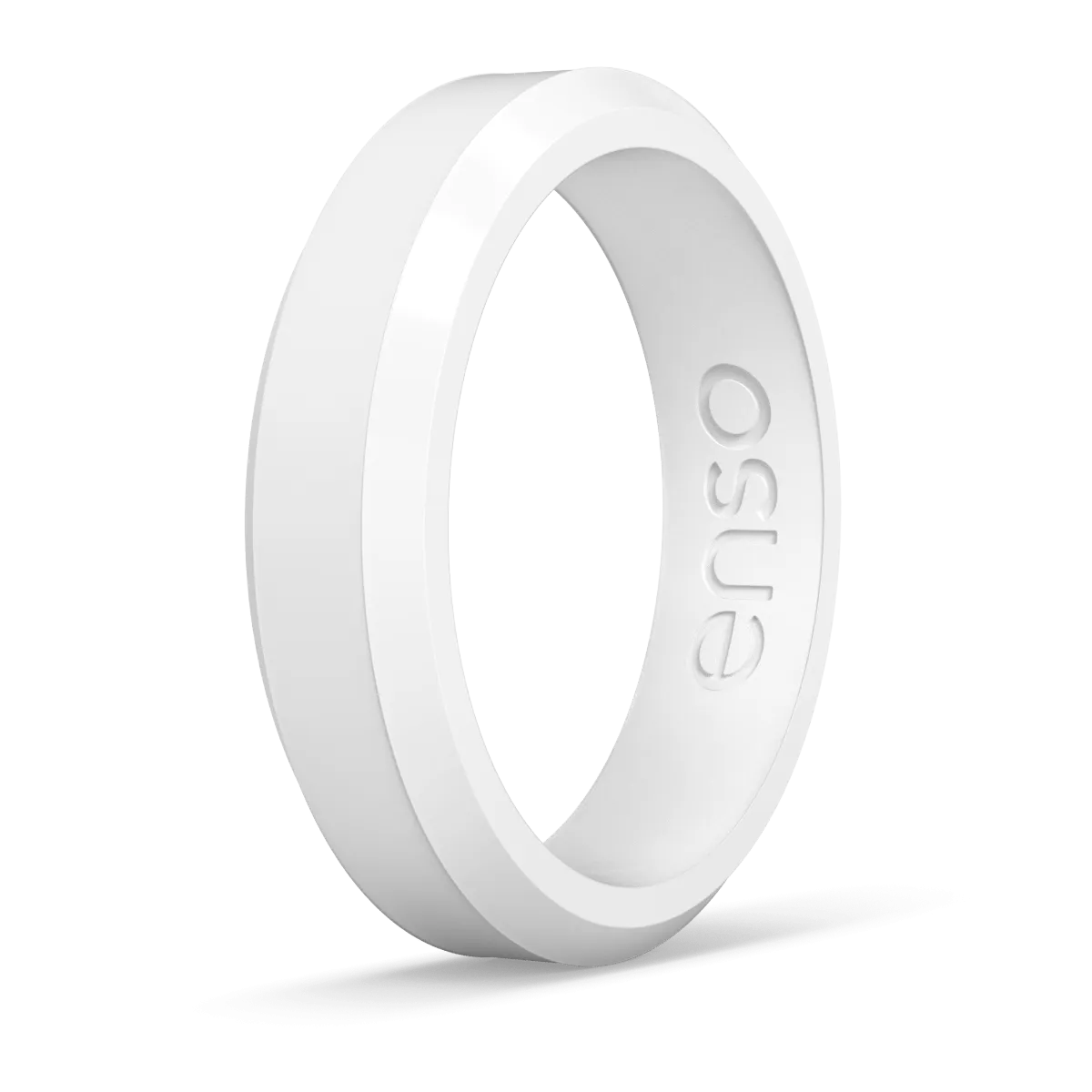 Bevel Thin Silicone Ring - White