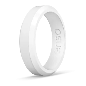 Bevel Thin Silicone Ring - White