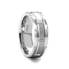 Beveled Edge Tungsten Wedding Band with Brushed Center