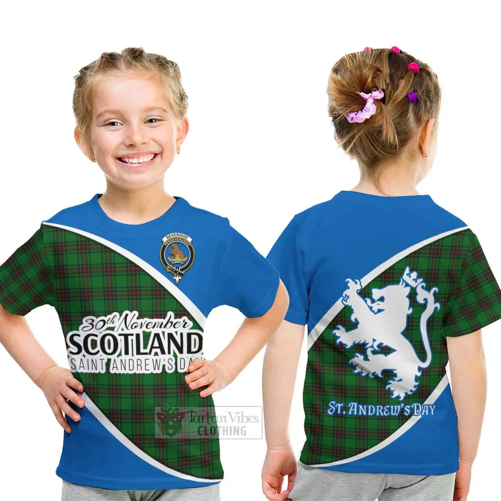 Beveridge Family Crest Tartan Kid T-Shirt Celebrate Saint Andrew's Day in Style