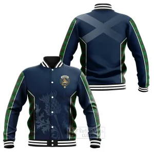 Beveridge Tartan Baseball Jacket with Family Crest and Scottish Thistle Vibes Sport Style