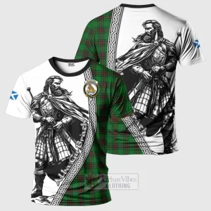 Beveridge Tartan Clan Crest T-Shirt with Highlander Warrior Celtic Style