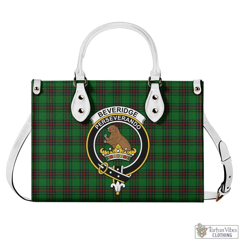 Beveridge Tartan Luxury Leather Handbags with Family Crest