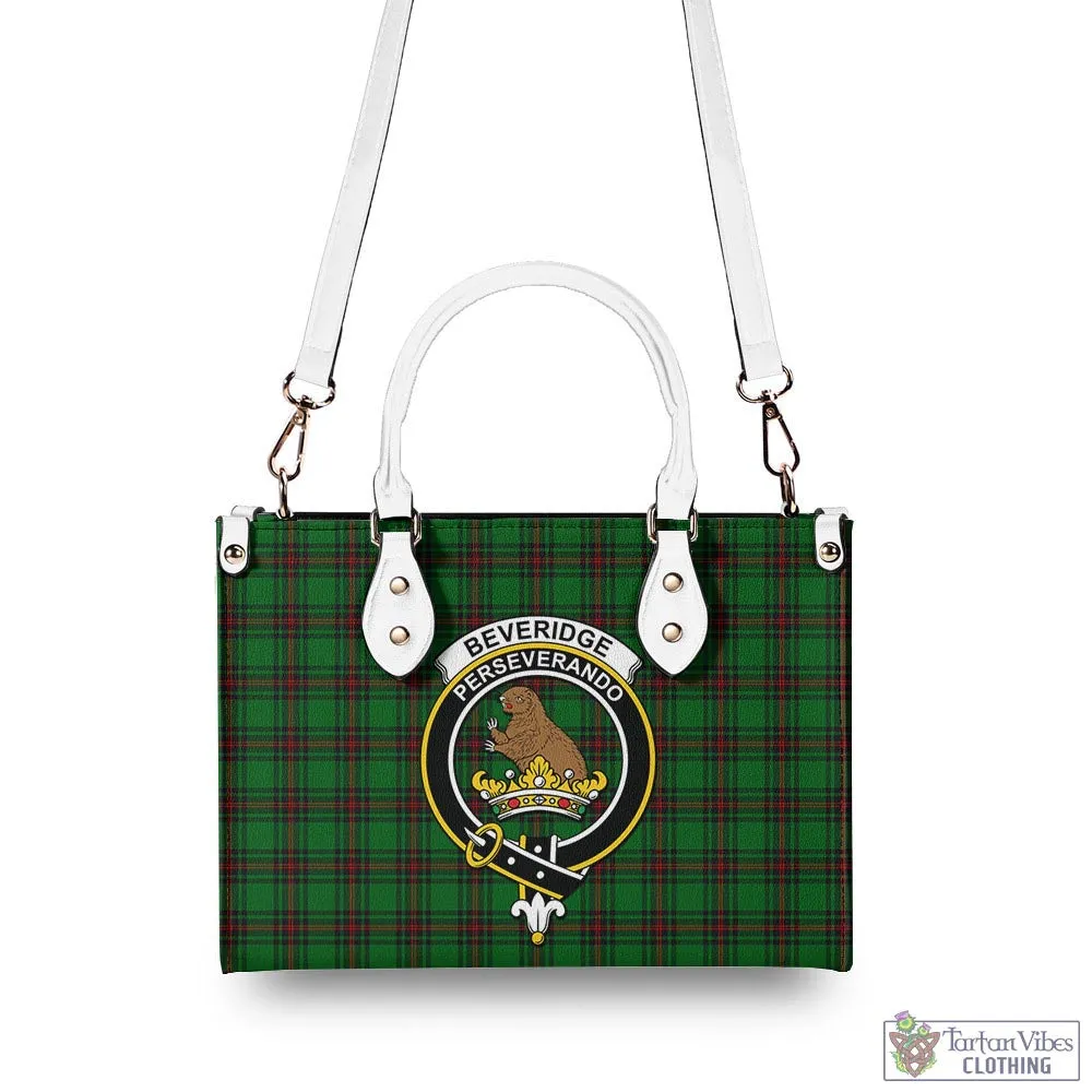 Beveridge Tartan Luxury Leather Handbags with Family Crest