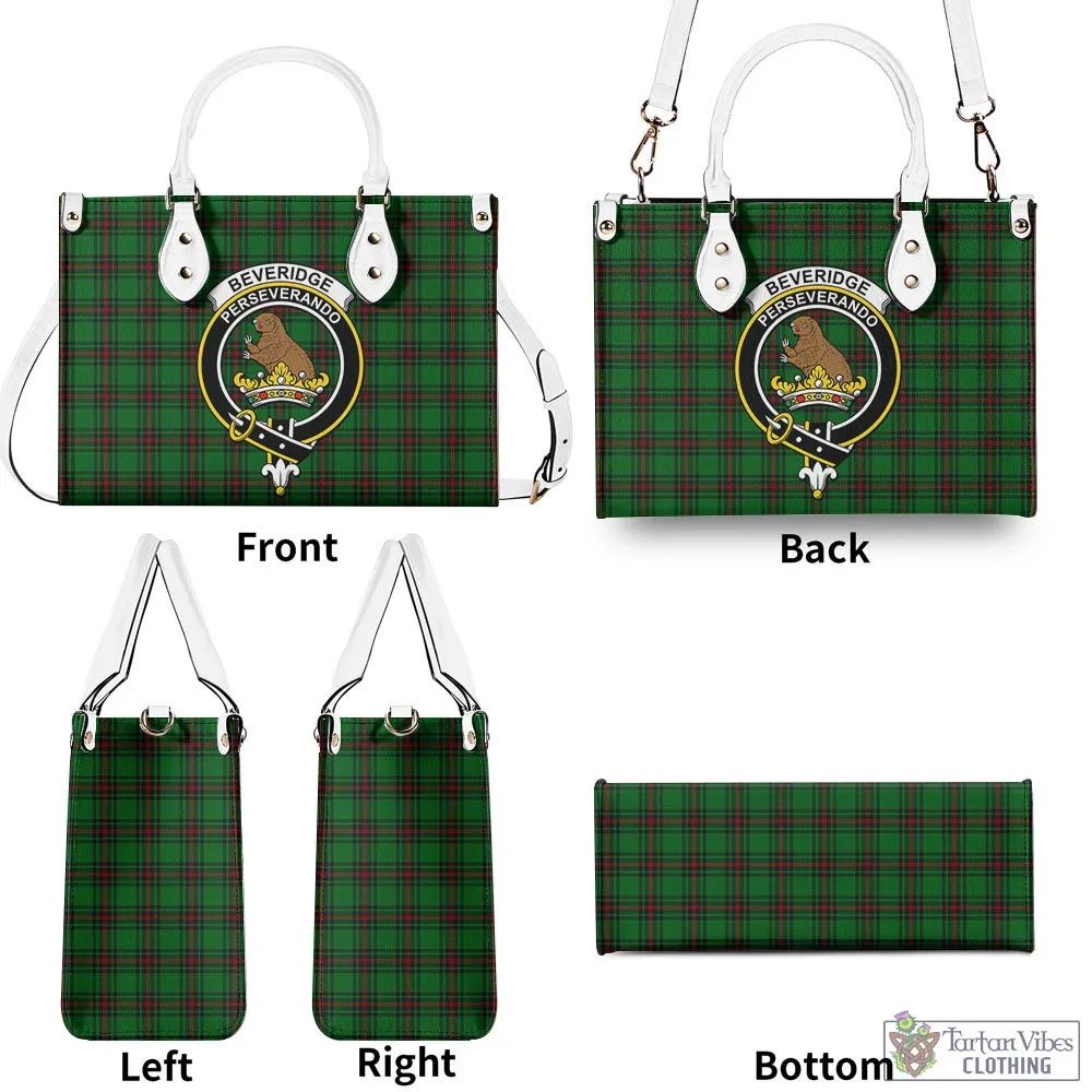 Beveridge Tartan Luxury Leather Handbags with Family Crest