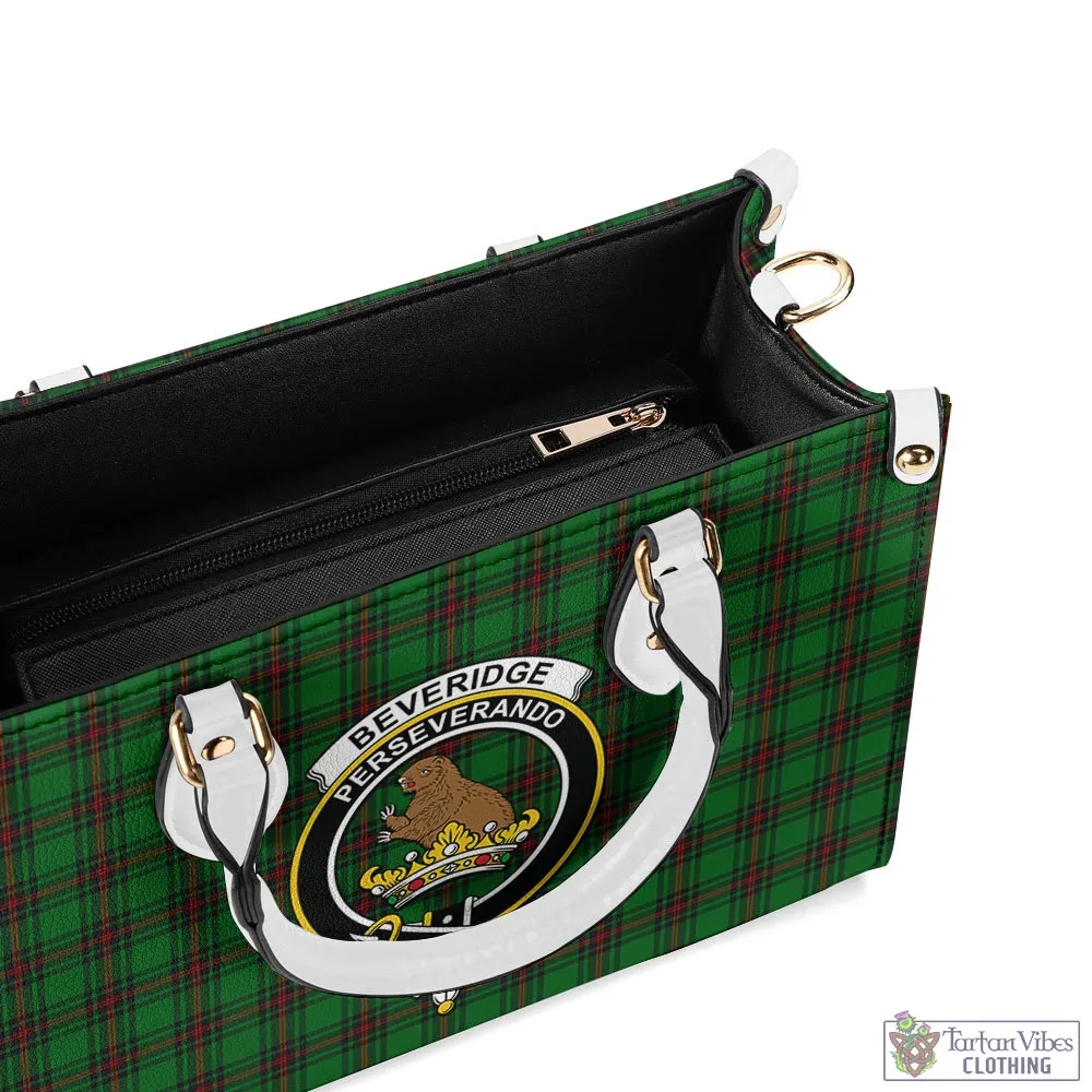 Beveridge Tartan Luxury Leather Handbags with Family Crest