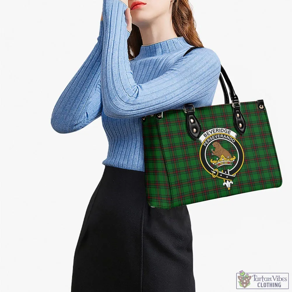 Beveridge Tartan Luxury Leather Handbags with Family Crest