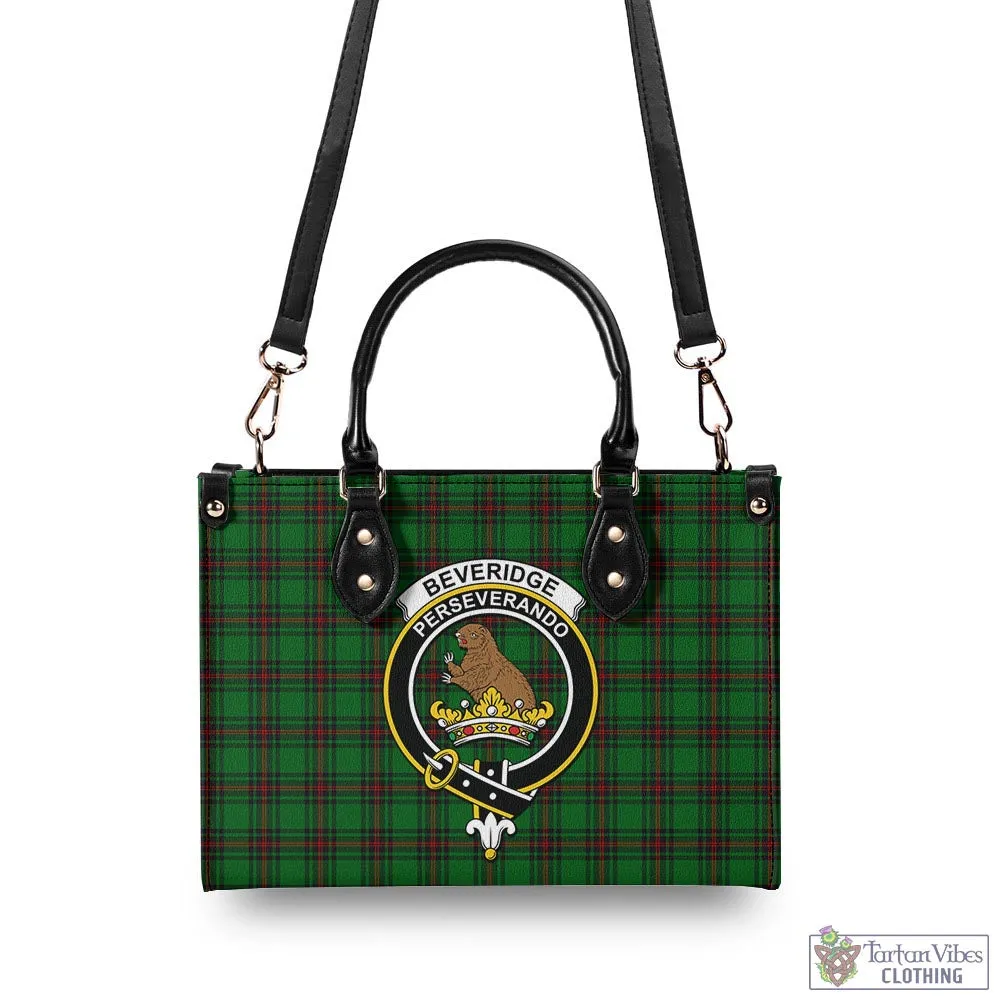 Beveridge Tartan Luxury Leather Handbags with Family Crest