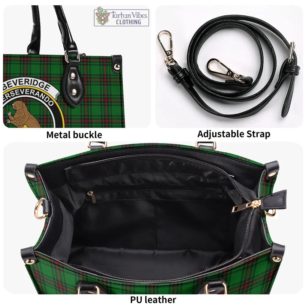 Beveridge Tartan Luxury Leather Handbags with Family Crest