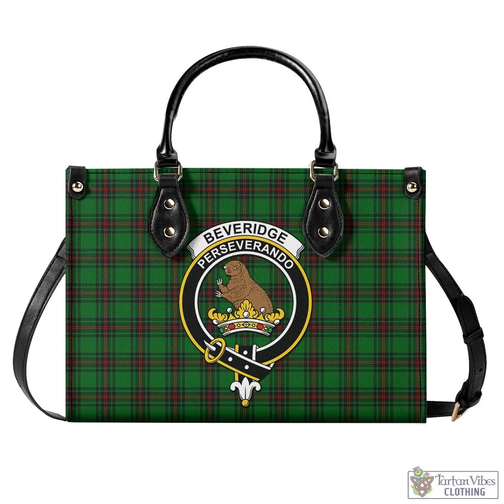 Beveridge Tartan Luxury Leather Handbags with Family Crest