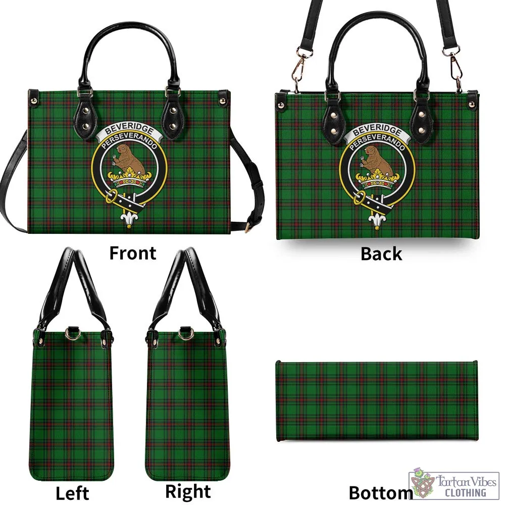 Beveridge Tartan Luxury Leather Handbags with Family Crest