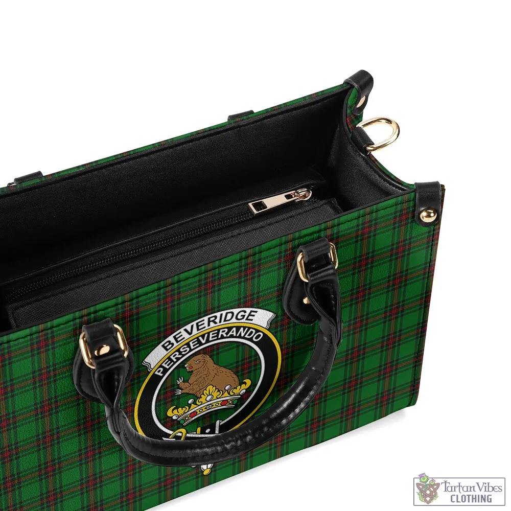 Beveridge Tartan Luxury Leather Handbags with Family Crest