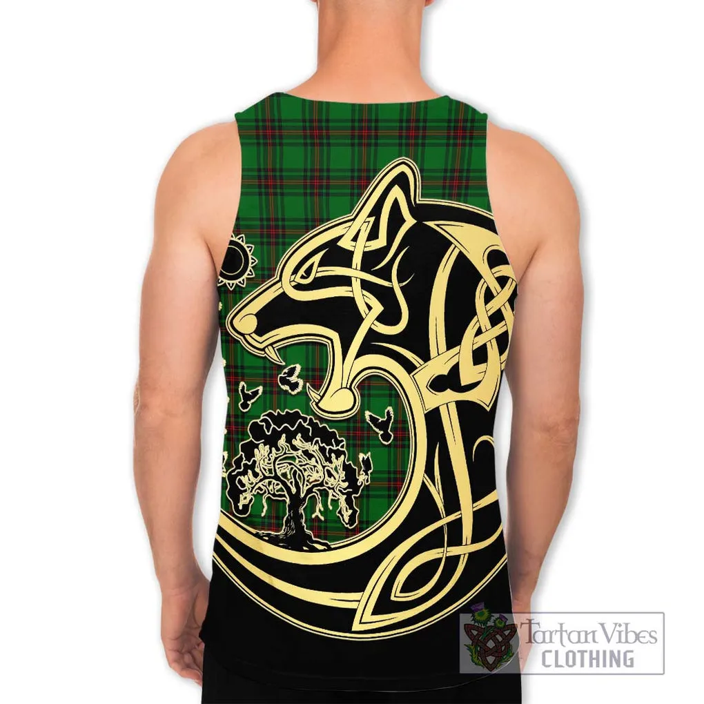 Beveridge Tartan Men's Tank Top with Family Crest Celtic Wolf Style