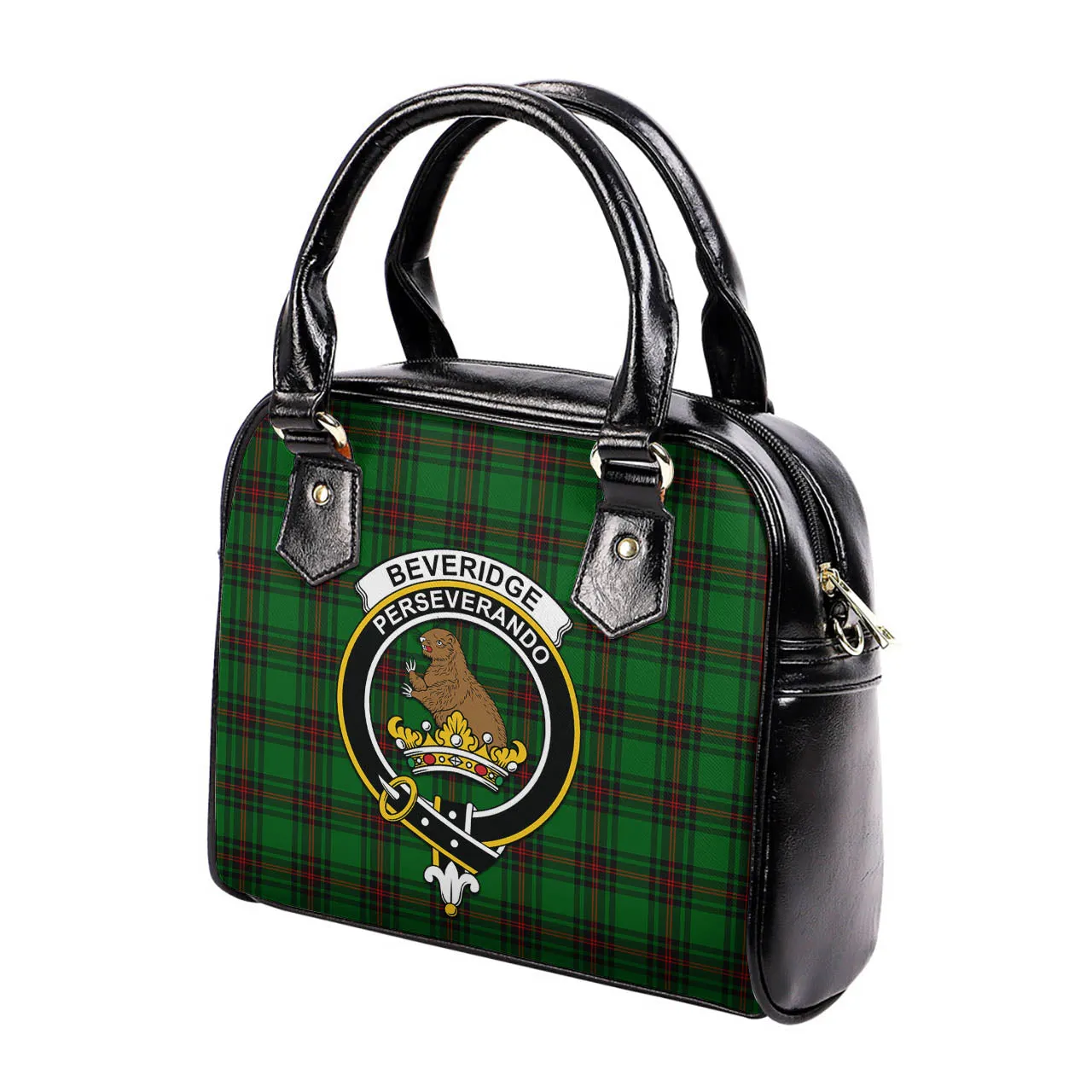 Beveridge Tartan Shoulder Handbags with Family Crest