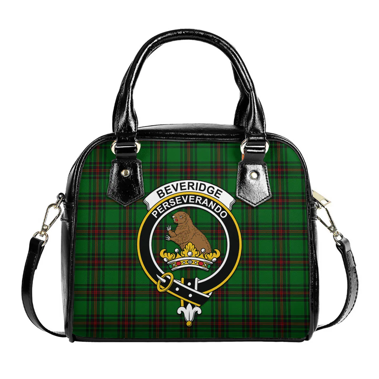 Beveridge Tartan Shoulder Handbags with Family Crest