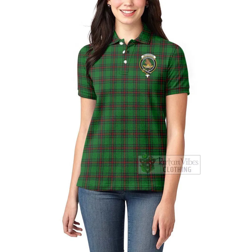 Beveridge Tartan Women's Polo Shirt with Family Crest Celtic Skull Style