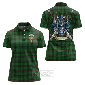 Beveridge Tartan Women's Polo Shirt with Family Crest Celtic Skull Style