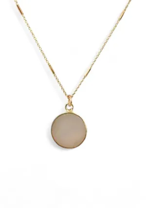 Bezel Set Round Moonstone Necklace