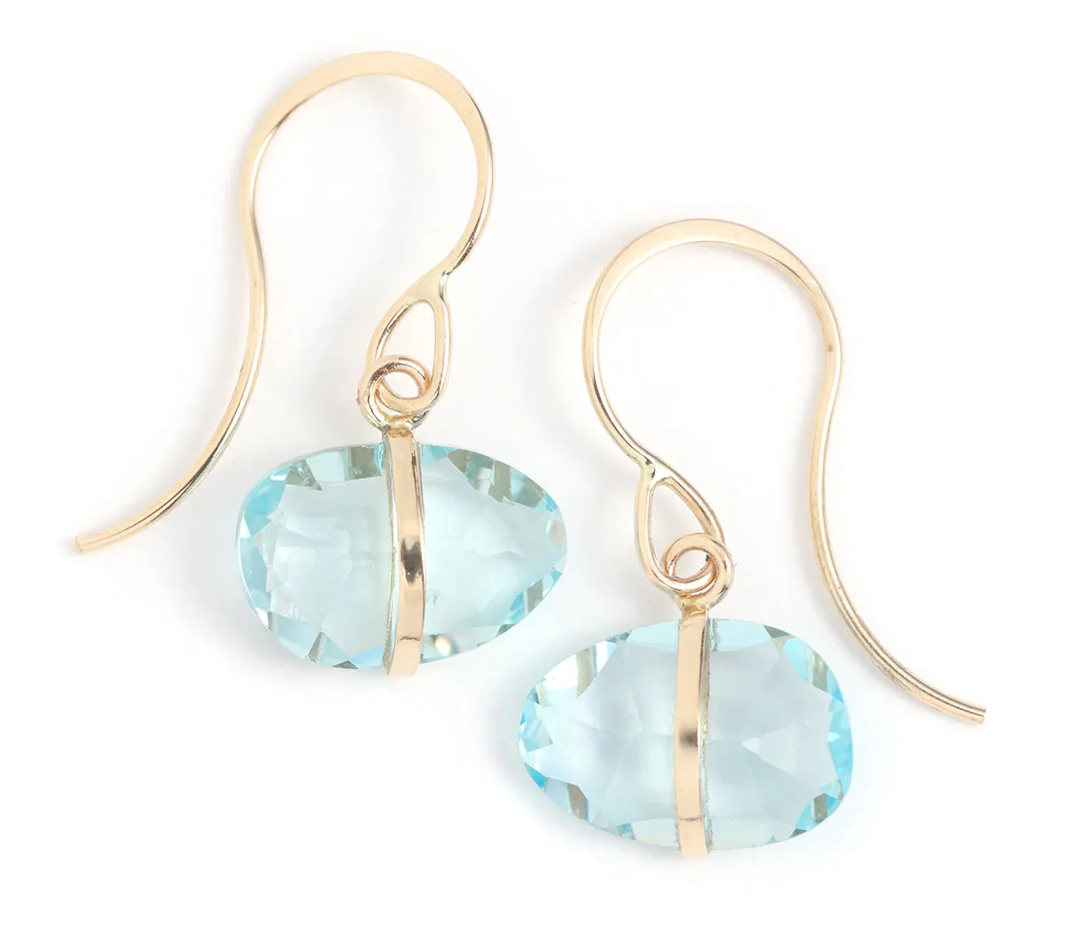 Bezel Wrapped Blue Topaz Drop Earrings