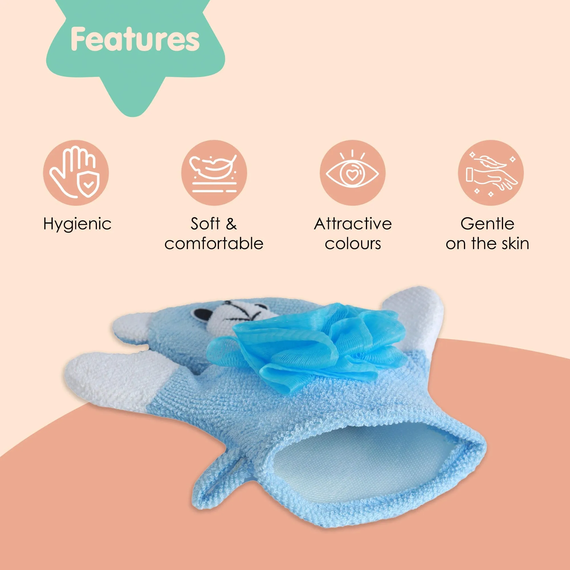 BFF Bear Blue Cartoon Bath Glove