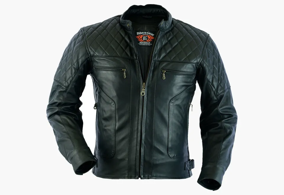 BGA Baron Motorcycle Naked Leather Jacket Black