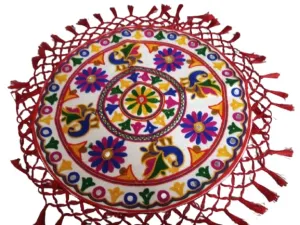 Bhavna Enterprises Puja Rumal Set/Puja Cloth/Pooja Prasad Thali Cover/Wedding Beautiful Hand Work Thali Rumal Embroidery (Flower Design)