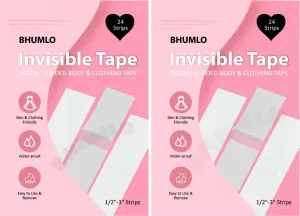 BHUMLO Double-Sided Tape for Fashion, Tape for Clothes, Fabric Tape for Women Clothing and Body, All Day Strength Tape Adhesive, Invisible and Clear Tape for Sensitive Skins (Pack of 2)