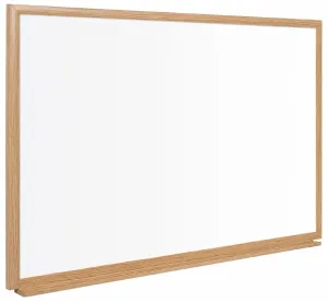 Bi-Office Earth-It Non Magnetic Melamine Whiteboard Oak Wood Frame 900x600mm - MB07002319