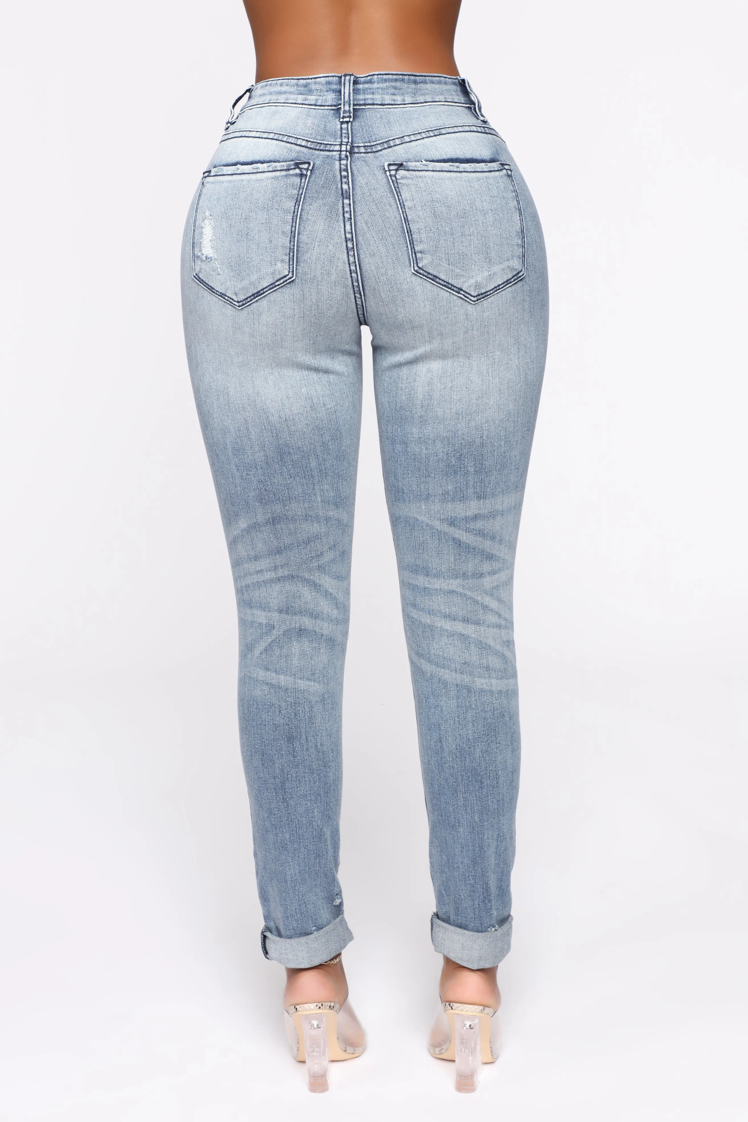 Bianca High Rise Distressed Skinny Jeans - Medium Blue Wash