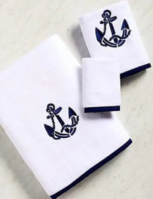 Bias Trim Embroidered Anchor Towel Set