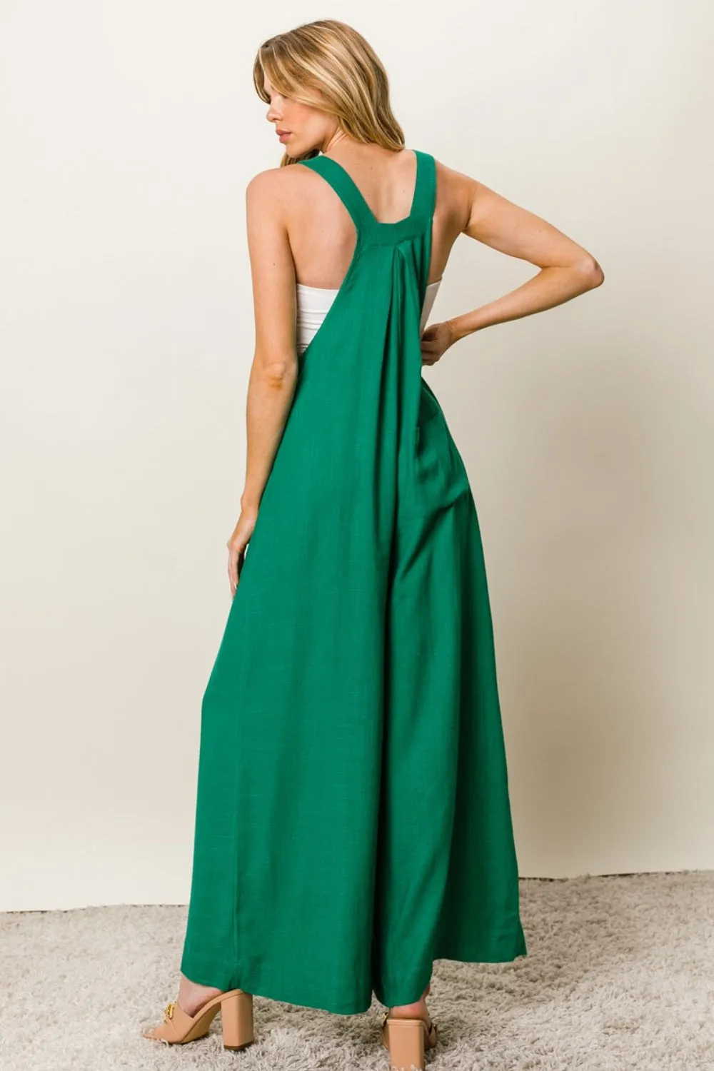 BiBi Texture Sleeveless Wide Leg Jumpsuit