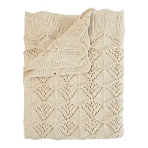 Bibs - Knitted blanket, 100% organic cotton, wavy ivory