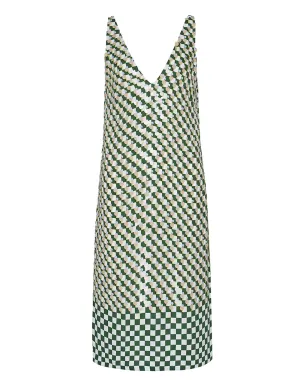 Bicolor Printed Checks Dress