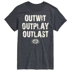 Big & Tall Survivor Outwit Outplay Outlast T-shirt with License flower, gray