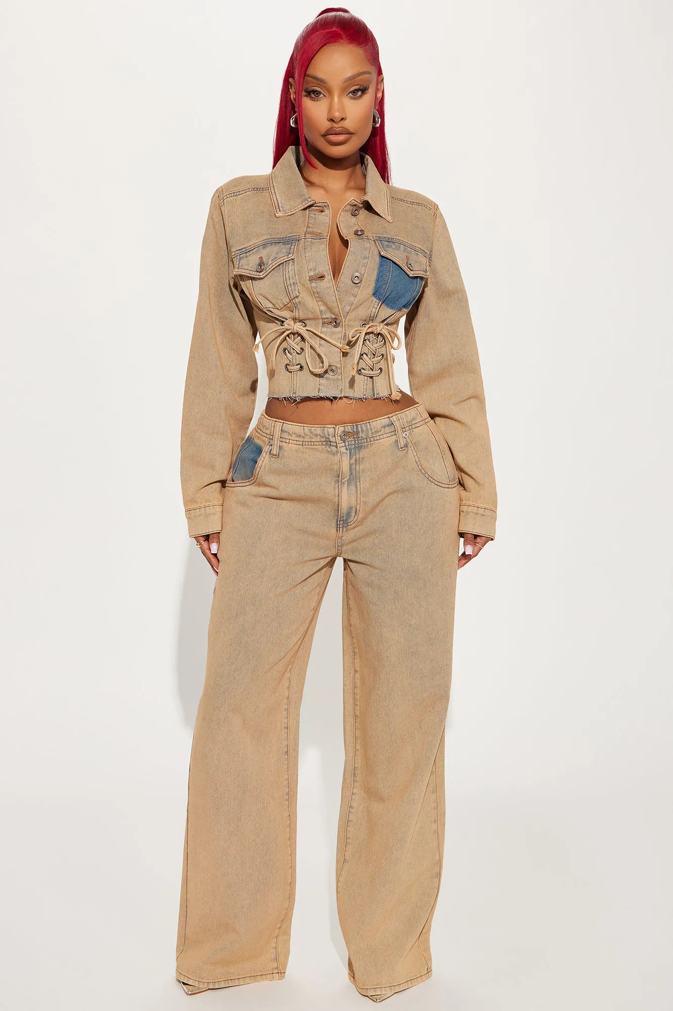 Big Attraction Tinted Baggy Jeans - Mocha